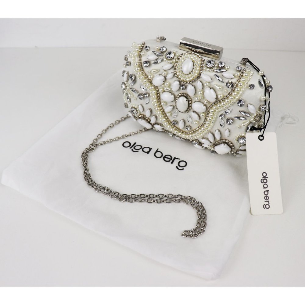 NWT Olga Berg Clarise Jeweled Pod Clutch Hand Bag